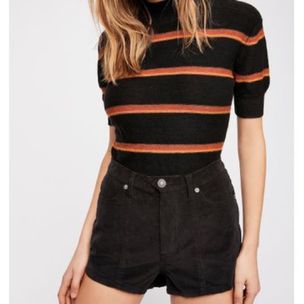 FREE PEOPLE Corduroy High Waisted Shorts Black